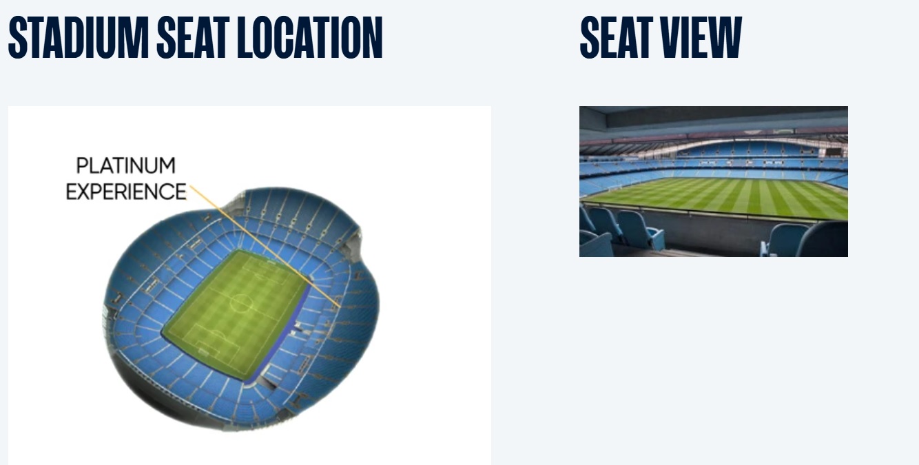 Platinum Hospitality at Manchester City Seating Location